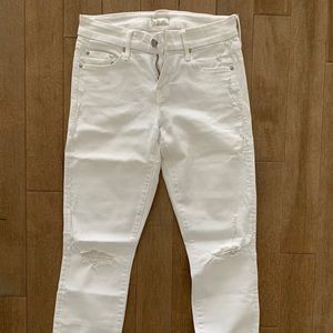 Mother denim white jeans - the looker ankle fray